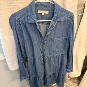 LOFT Blue Denim Shirt Dress